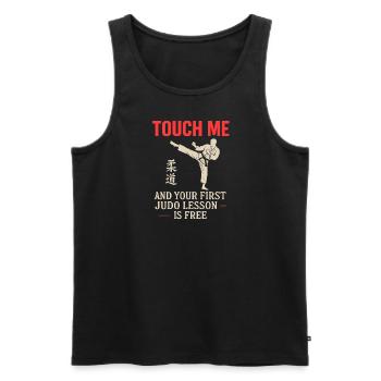 Berühre mich und deine erste Judo-Lektion ist - Männer Premium Bio Tank Top - Schwarz - Vorne - AI Model Male 178 light (178cm)