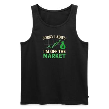 Sorry Ladies, ich bin vom Markt - Männer Premium Bio Tank Top - Schwarz - Vorne - AI Model Male 178 light (178cm)