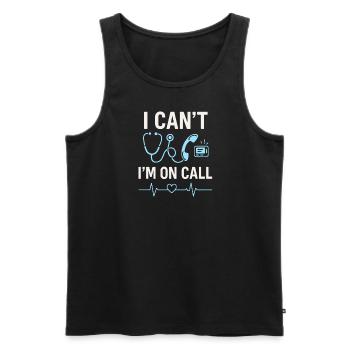 Ich kann nicht, weil ich auf Abruf bin - Männer Premium Bio Tank Top - Schwarz - Vorne - Michal (187cm)
