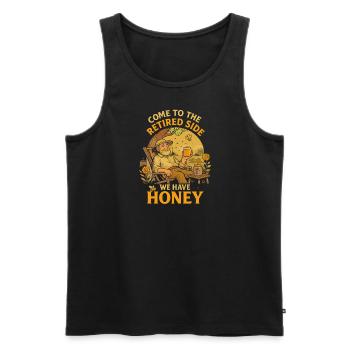 Komm auf die Rentnerseite Wir haben Honig - Männer Premium Bio Tank Top - Schwarz - Vorne - AI Model Male 178 light (178cm)