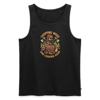 Holz hacken und gut aussehen - Männer Premium Bio Tank Top - Schwarz - Vorne - Michal (187cm)