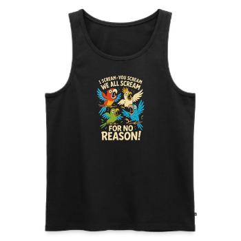 Ich schreie - Du schreist - Wir schreien alle ohne - Männer Premium Bio Tank Top - Schwarz - Vorne - Michal (187cm)