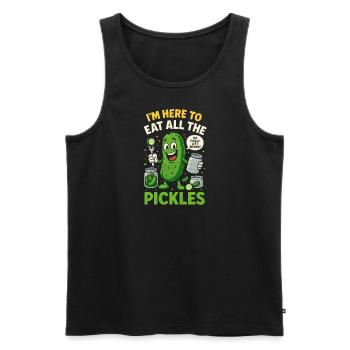 Ich bin hier, um alle Gurken zu essen - Männer Premium Bio Tank Top - Schwarz - Vorne - Michal (187cm)