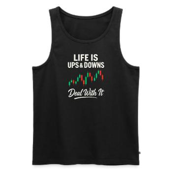Das Leben ist ein Auf und Ab, geh damit um - Männer Premium Bio Tank Top - Schwarz - Vorne - AI Model Male 178 light (178cm)