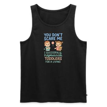 Du machst mir keine Angst, ich verhandle - Männer Premium Bio Tank Top - Schwarz - Vorne - Michal (187cm)