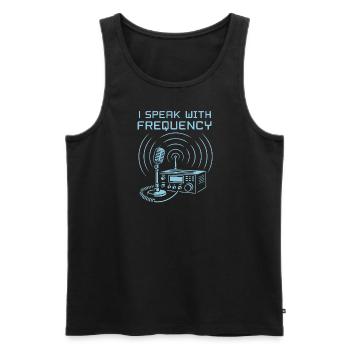 Ich spreche mit Frequenz - Männer Premium Bio Tank Top - Schwarz - Vorne - Michal (187cm)