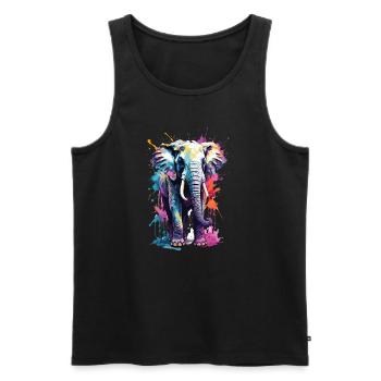 Elefant Coole Farbexplosion in der Savanne - Männer Premium Bio Tank Top - Schwarz - Vorne - AI Model Male 178 light (178cm)
