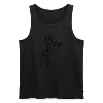 aufbäumendes Pferd in geometrischer Darstellung - Männer Premium Bio Tank Top - Schwarz - Vorne - AI Model Male 178 light (178cm)