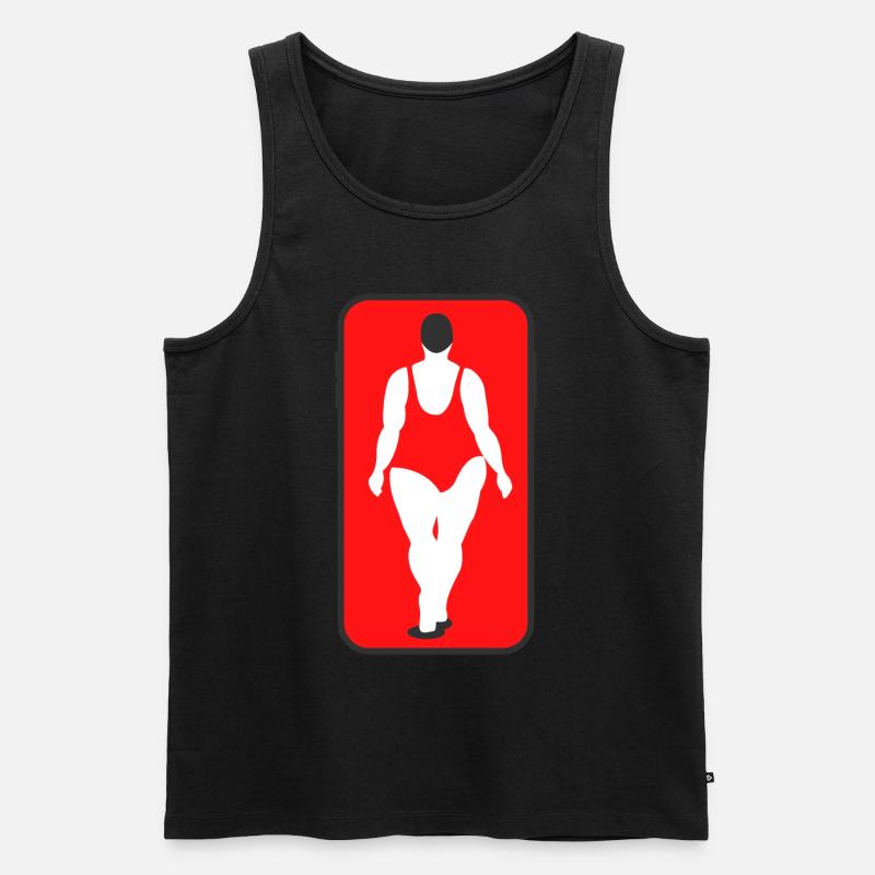 Dicke Frau im Badeanzug - Männer Premium Bio Tank Top - Schwarz