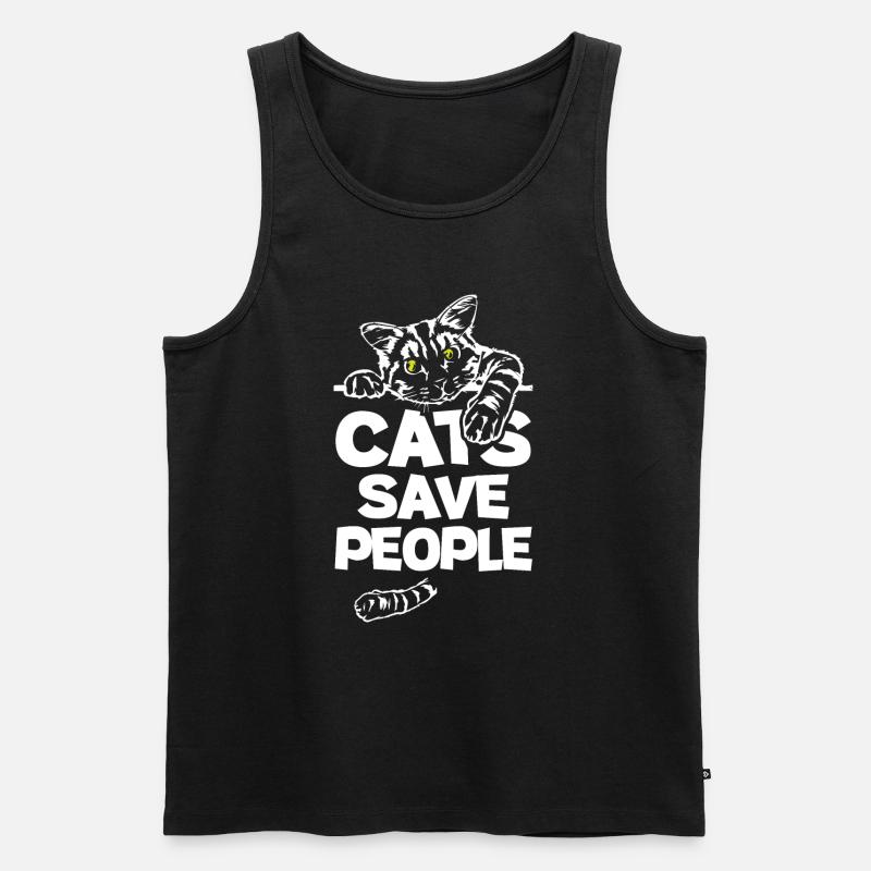Cats Save People - Männer Premium Bio Tank Top - Schwarz