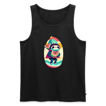 happy sloth - Männer Premium Bio Tank Top - Schwarz - Vorne - Michal (187cm)