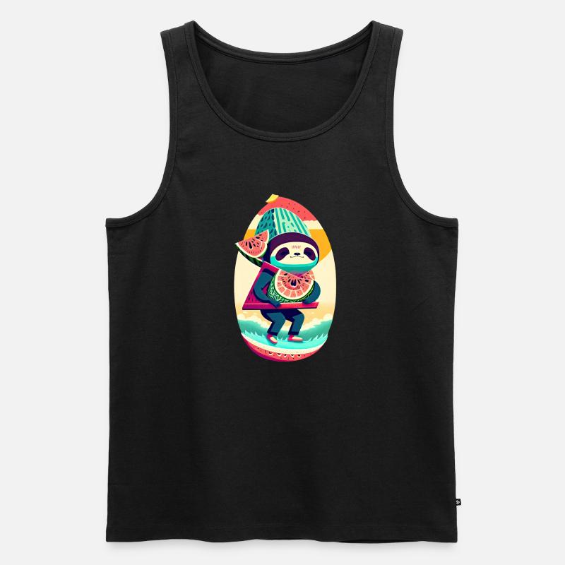 happy sloth - Männer Premium Bio Tank Top - Schwarz