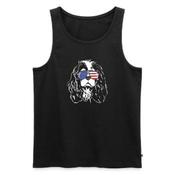 CAVALIER KING CHARLES SPANIEL America Flag Glasses - Men's Premium Organic Tank Top - black - Front - AI Model Male 178 light (178cm)