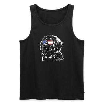 Leonberger America Flag Sunglasses Dog Wilsigns - Men's Premium Organic Tank Top - black - Front - Michal (187cm)