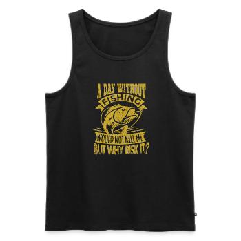 Day without fishing - Men's Premium Organic Tank Top - black - Front - AI Model Male 178 light (178cm)