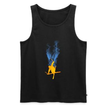 Flamme de ski acrobatique - Débardeur bio Premium Homme - noir - Devant - AI Model Male 178 light (178cm)