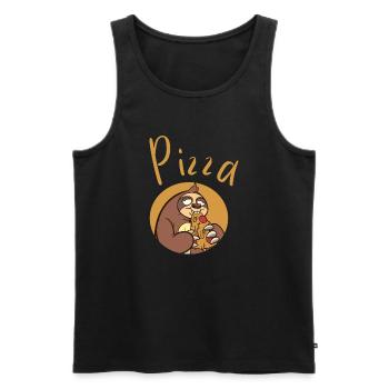 Paresseux amusant avec pizza - Débardeur bio Premium Homme - noir - Devant - Michal (187cm)