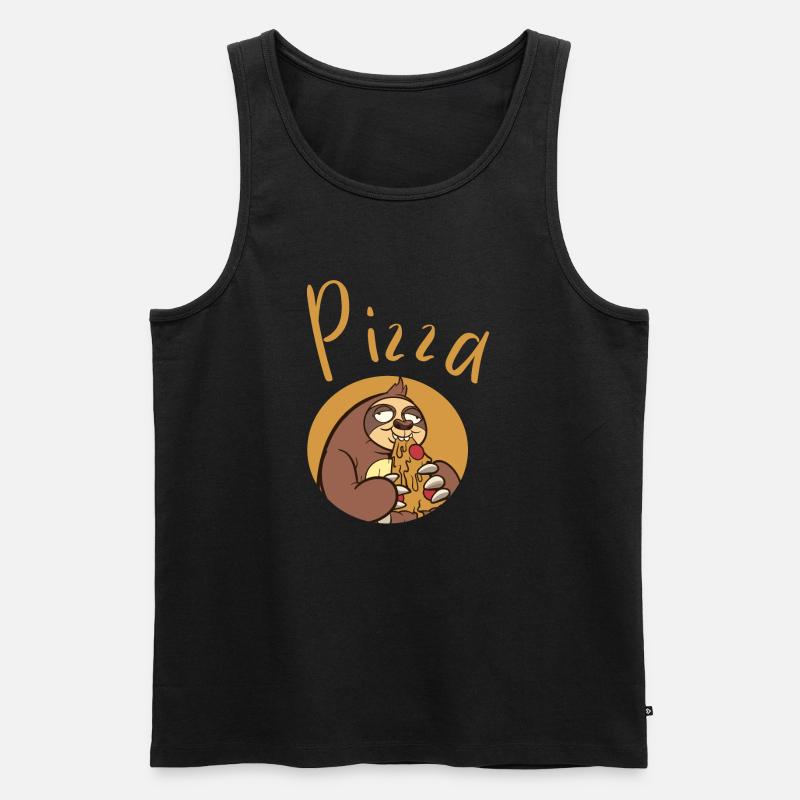 Lustiger Sloth mit Pizza - Männer Premium Bio Tank Top - Schwarz