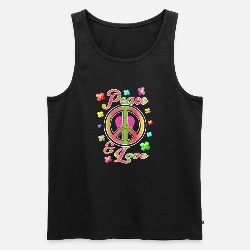 Frieden und Liebe - Männer Premium Bio Tank Top - Schwarz