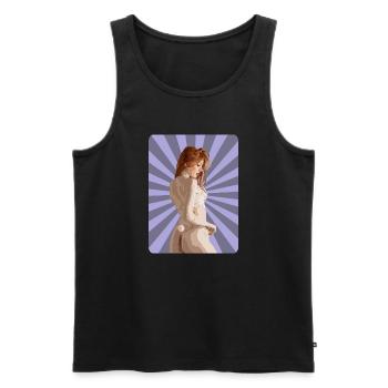 Sexy T-Shirt Redhead Girl Woman Pinup Comic Pop - Débardeur bio Premium Homme - noir - Devant - Michal (187cm)