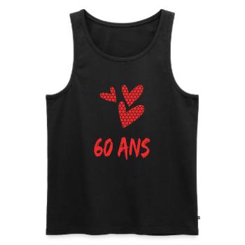 60. 60 ANS. 60e ANNIVERSAIRE. ANNIVERSAIRE 60 ANS. - Débardeur bio Premium Homme - noir - Devant - Michal (187cm)