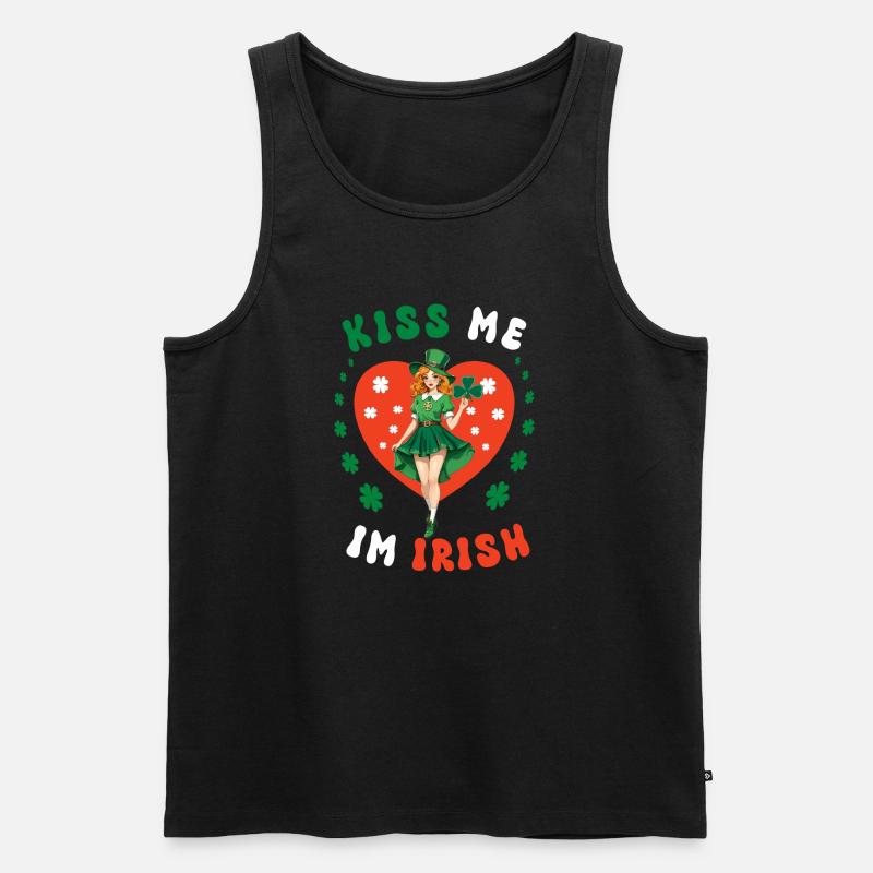 Küss mich, ich bin Irin - Männer Premium Bio Tank Top - Schwarz