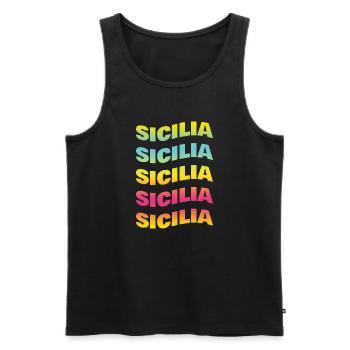 t-shirt Sicilia onda t-shirt gift idea - Men's Premium Organic Tank Top - black - Front - AI Model Male 178 light (178cm)