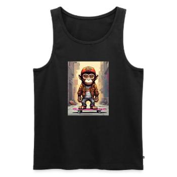 Skate-Monkey im Großstadt-Style - Männer Premium Bio Tank Top - Schwarz - Vorne - Michal (187cm)