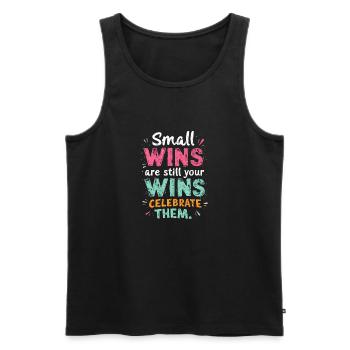 SMALL WINS ARE STILL YOUR WINS CELEBRATE THEM - Men's Premium Organic Tank Top - black - Front - Michal (187cm)