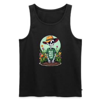 PFLANZEN SIE MEHR, SORGEN SIE SICH WENIGER - Männer Premium Bio Tank Top - Schwarz - Vorne - Michal (187cm)