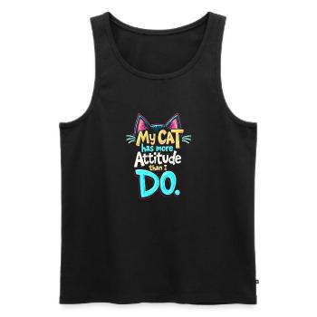 MEINE KATZE HAT MEHR EINSTELLUNG ALS ICH - Männer Premium Bio Tank Top - Schwarz - Vorne - AI Model Male 178 light (178cm)