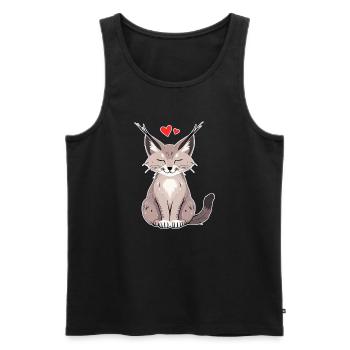 Kleiner Luchs mit Herz – Niedlich & Wild - Männer Premium Bio Tank Top - Schwarz - Vorne - AI Model Male 178 light (178cm)