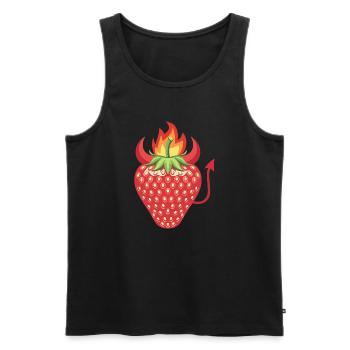 Teuflische Erdbeere - Männer Premium Bio Tank Top - Schwarz - Vorne - Michal (187cm)