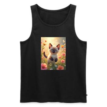 Süßes Siamkätzchen in einer Blumenwiese - Männer Premium Bio Tank Top - Schwarz - Vorne - Michal (187cm)