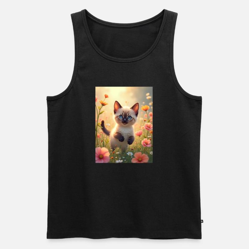 Süßes Siamkätzchen in einer Blumenwiese - Männer Premium Bio Tank Top - Schwarz