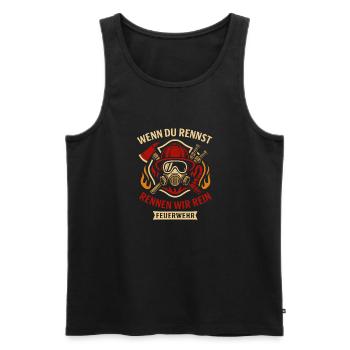 Wenn du rennst / Rennen wir rein Feuerwehr ! - Männer Premium Bio Tank Top - Schwarz - Vorne - AI Model Male 178 light (178cm)