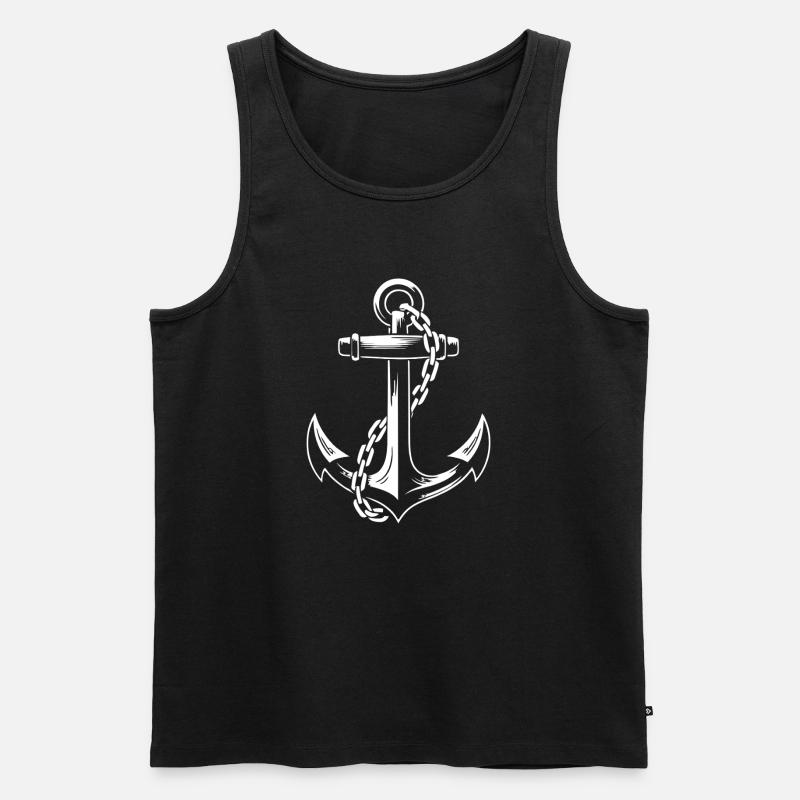 Robuster Schiffsanker mit Kette - Männer Premium Bio Tank Top - Schwarz