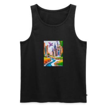 Château Enchanté Multicolore Fantaisie - Débardeur bio Premium Homme - noir - Devant - AI Model Male 178 light (178cm)