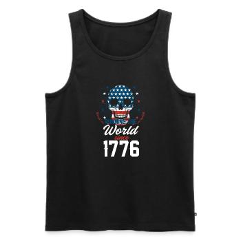 American flag skull with history - Men's Premium Organic Tank Top - black - Front - AI Model Male 178 light (178cm)