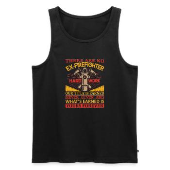 Feuerwehr Motiv mit Zitat und Werkzeugen - Männer Premium Bio Tank Top - Schwarz - Vorne - AI Model Male 178 light (178cm)