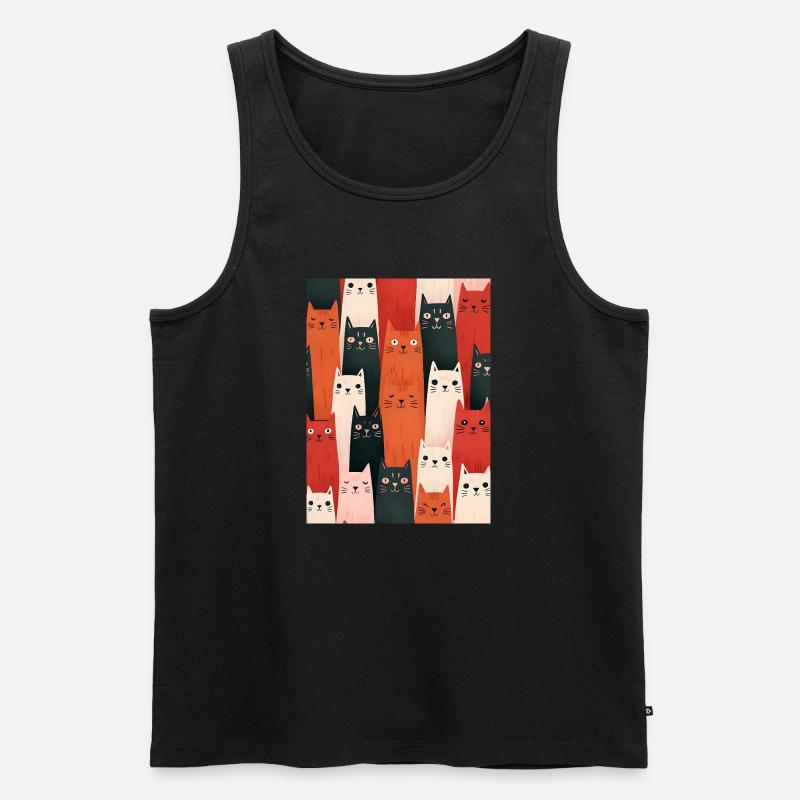 Bunte Katzen Illustration - Männer Premium Bio Tank Top - Schwarz