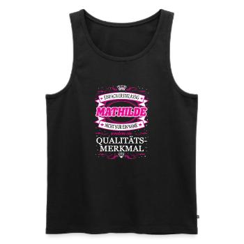 Qualitätsmerkmal Mathilde einfach Erstklassig - Männer Premium Bio Tank Top - Schwarz - Vorne - Michal (187cm)