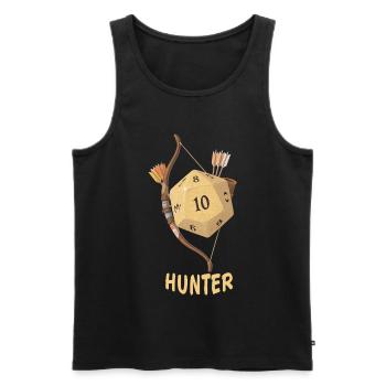 W20 mit Pfeil & Bogen – Hunter Fantasy Dice - Männer Premium Bio Tank Top - Schwarz - Vorne - Michal (187cm)