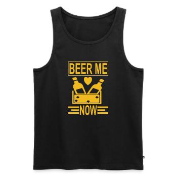 Beer me now - Männer Premium Bio Tank Top - Schwarz - Vorne - AI Model Male 178 light (178cm)
