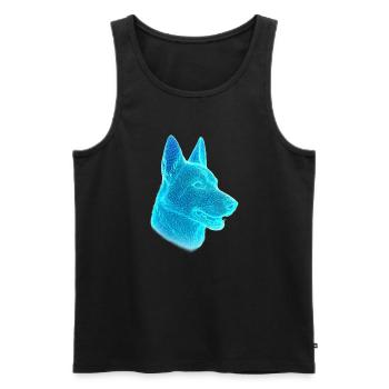 Neon Wolf Head Net Art - Men's Premium Organic Tank Top - black - Front - AI Model Male 178 light (178cm)