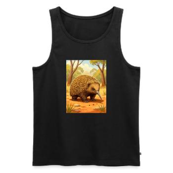 Echidna A spiny wanderer with ancient charm - Men's Premium Organic Tank Top - black - Front - AI Model Male 178 light (178cm)