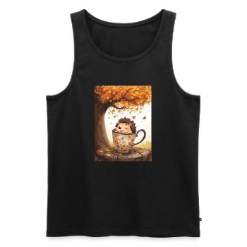EC Hedgehog in Mug I Autumn I Holiday I Gift Idea - Men's Premium Organic Tank Top - black - Front - AI Model Male 178 light (178cm)