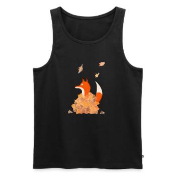 fox with leaves - Men's Premium Organic Tank Top - black - Front - AI Model Male 178 light (178cm)