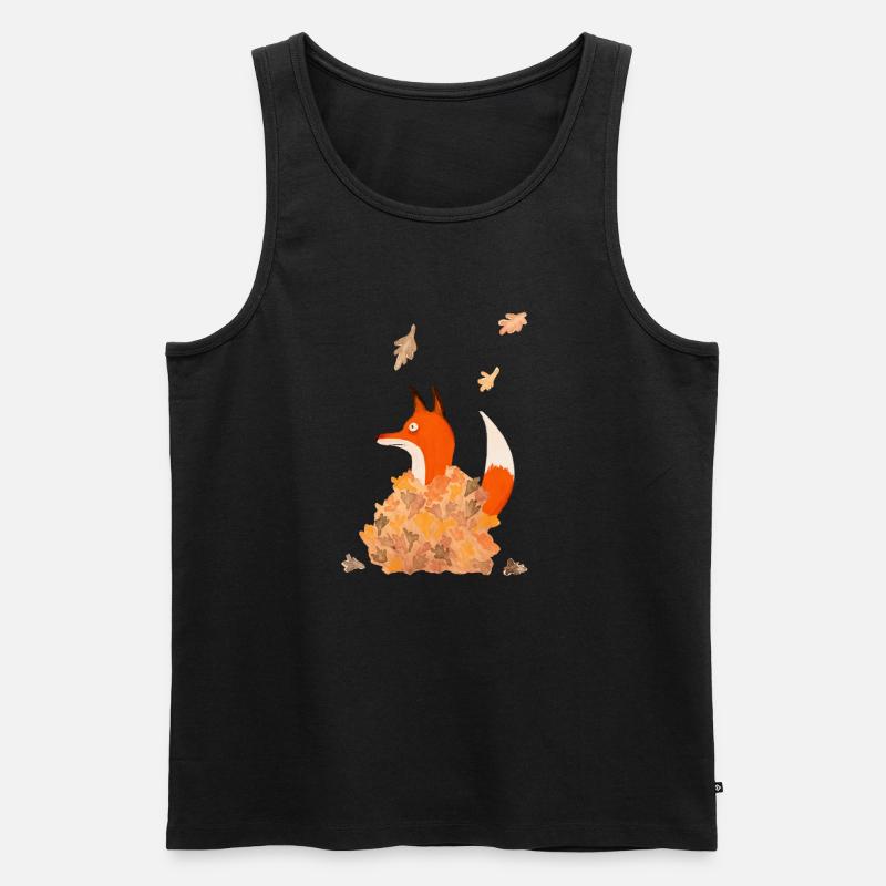 Fuchs mit Blättern - Männer Premium Bio Tank Top - Schwarz