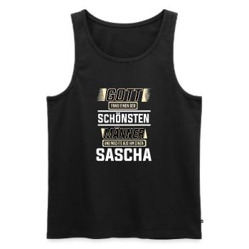 Sacha le plus bel homme façonné par Dieu Design - Débardeur bio Premium Homme - noir - Devant - Michal (187cm)